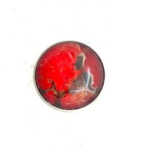Brooch pin hand painted glass dome handcrafted